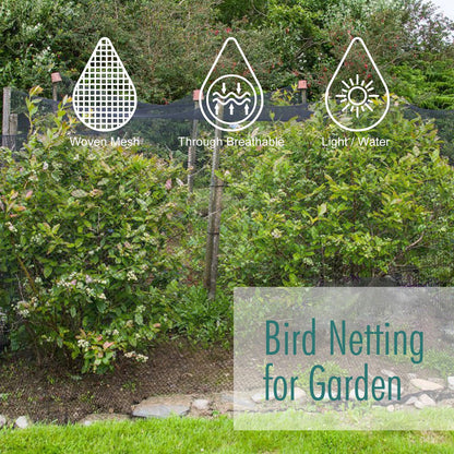 Bird Netting for Garden, Fetanten 7.5 x 33 FT Netting for Garden Protection Vegetables Fruit Trees Blueberry from Birds Deer Poultry, Heavy Duty Woven Mesh Net Animal Fencing with Ties and Staples