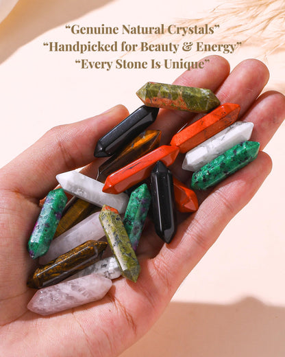 QianCannaor Pocket Hug Cards Bulk Crystal Stone Gift Set - 10Pcs Natural Wand-Shaped, Emotional & Inspirational Support, Encouragement, Bulk Valentines Day Gifts for Adults, Ladies, College Students, Friends - Thinking of You Anxiety Relief Keepsake (Wand