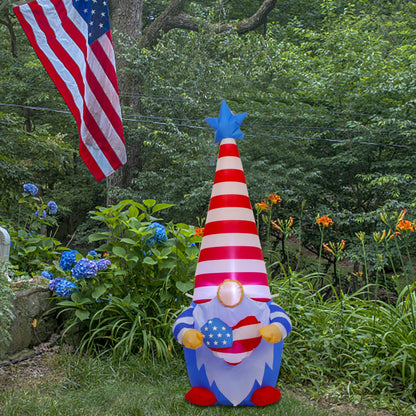 Juegoal Patriotic Independence Day Inflatable, 4FT Blow Up Gnome, 4th of July Outdoor American Uncle Sam, Lighted Tomte Elf with Top Hat for Lawn Yard Home Veterans Day Celebration Garden Decor