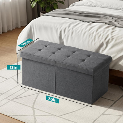 Snuvid 30-INCH Storage Ottoman Bench, Footrest with Storage, End of Bed Bench Coffee Table for Living Room, Bedroom, Entryway, Dark Gray