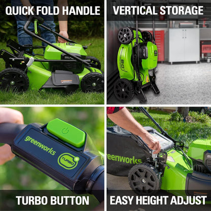 Greenworks 48V (24V x 2) 20" Cordless Battery Mower, 12" String Trimmer/Edger, & 320 CFM Blower Combo Kit w/ (2) 4.0Ah Batteries, (1) 2.0Ah Battery & Chargers
