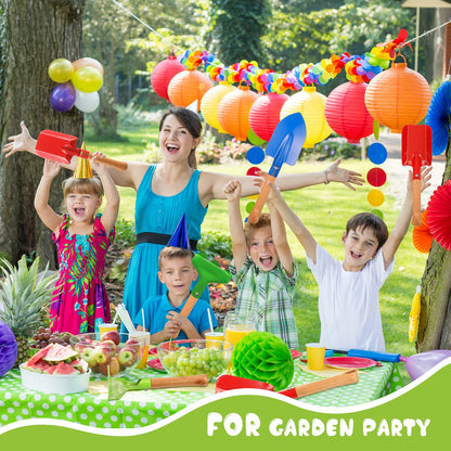 Tarpop 18 Pcs Kids Gardening Tools Set, Metal Kids Yard Tools with Sturdy Wooden Handle Safe Children Beach Sandbox Toy Sand Play Kit for Flower Soil Planting Loosening Digging, Trowel, Rake, Shovel