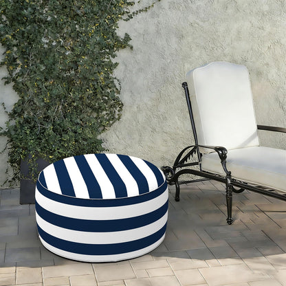 LVTXIII Indoor/Outdoor Extra Large Inflatable Ottoman Pouf D31 x H14 Inch, Round Footstool with Handle, Weather-Resistant Portable Furniture for Patio, Camping, Beach, Cabana Navy