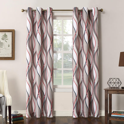 No. 918 Intersect 2-Pack Ogee Print Semi-Sheer Grommet Curtain Panel Pair