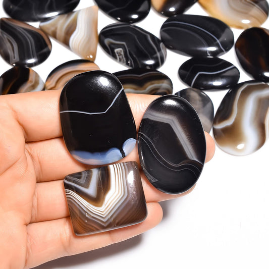Natural Agate Gemstone- Healing Crystals for DIY Jewelry Making -Loose Natural Cabochon -Perfect for Crafting Unique Jewelry Designs Gift for Her, Mother and Wife (5 pcs, 25-35 mm)