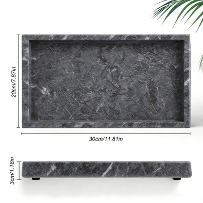 Natural Marble Tray, Stone Tray for Bedroom/Bathroom/Kitchen/Vanity Countertop, Jewelry Tray for Rings Earrings Necklace Bracelet Watch, Room Decor Aesthetic