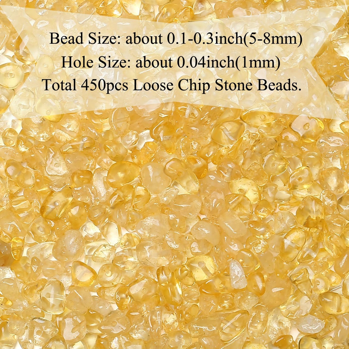 Natural Chip Stone Beads 450pcs Citrine Chips 5-8mm Genuine Real Irregular Healing Crystal Rocks Hole Drilled DIY Loose Gemstone Beads for Jewelry Making Bracelet Earrings Necklace Crafting