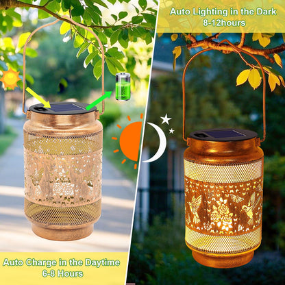Hummingbird Solar Lanterns Outdoor Waterproof with Shepherd Hook, Gifts for Mothers Day Birthday Women Mom Grandma, Metal Solar Hanging Lights Garden Decor for Outside Yard Patio Pathway Porch