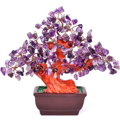 AzureLeap Feng Shui Quartz Crystal Money Tree Bonsai Style Decoration for Luck and Wealth (Purple)