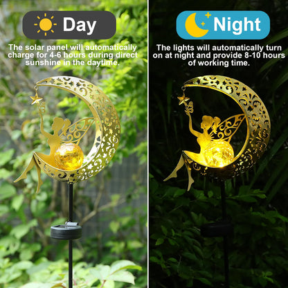 ZKLiLi Solar Lights Garden Decorations,Moon Fairy Light,Solar Statues Outdoor Decor,Warm LED Light for Pathway Lawn Patio Courtyard Gifts for Mom Grandma Women