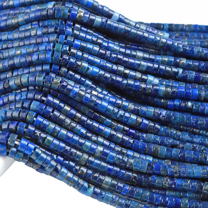 150pcs 2x4mm Natural Lapis Lazuli Jaspers Tube Shape Beads Loose Flat Round Cylinder Flat Spacer Green Stone Beads for Bracelet Earrings Jewelry Making