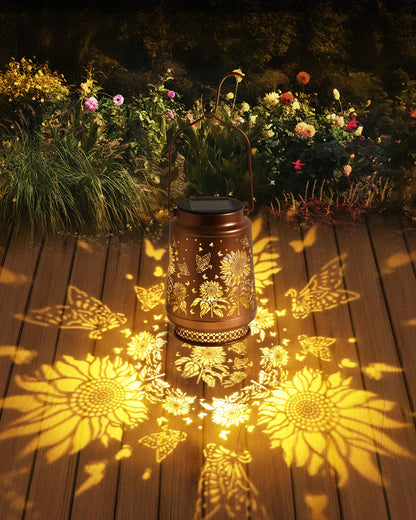 Sunflower Gifts for Women Sunflower Solar Lantern Birthday Gifts Mothers Day Gifts for Mom Grandma Sister Friend Garden Decor Metal Solar Hanging Lights Outside Decor for Yard Patio Porch Landscape