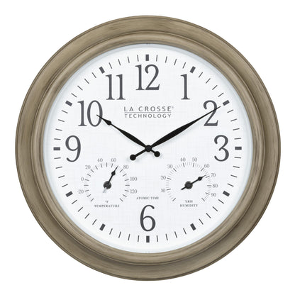 La Crosse Technology 404-18027-INT 18-inch Indoor/Outdoor Tan Atomic Analog Wall Clock