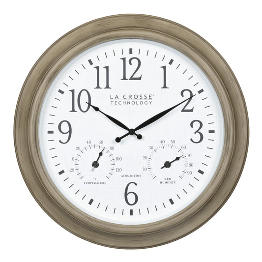 La Crosse Technology 404-18027-INT 18-inch Indoor/Outdoor Tan Atomic Analog Wall Clock