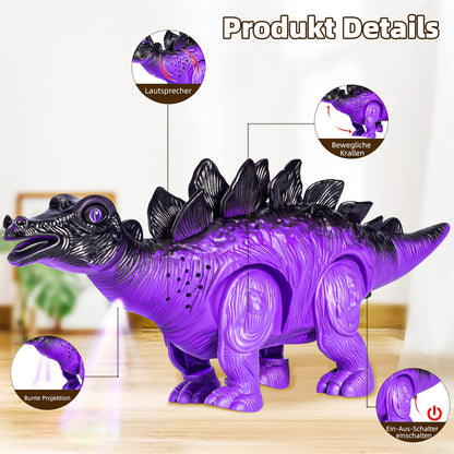 Doloowee 3 Pack Walking Dinosaur Toy for Kids 3-5/5-7 Years,Simulation Tyrannosaurus & Stegosaurus & Brachiosaurus,Electric Robot Dinosaur with LED Lights & Sounds,Dinosaur Toys for Boys and Girls