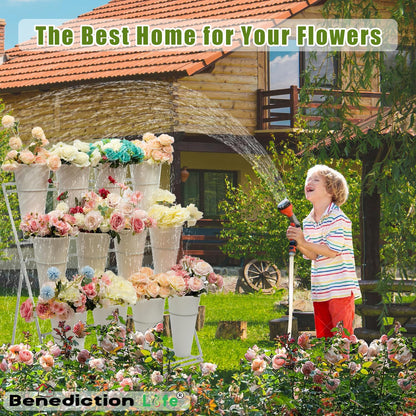 Benediction Life Flower Display Stand With Wheels,3 Layers Plant Cart with 12PCS Buckets,Heavy Duty Moving Flower Rack for Indoor, Outdoor Patio Garden, Living Room, Florist, Delivered in Two Packages
