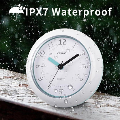 OSTAR Waterproof Bathroom Shower Clock, Analog Quartz Clock Hanging Stand Dual Purpose, One AA Battery Operated 4.72 inch Round Size