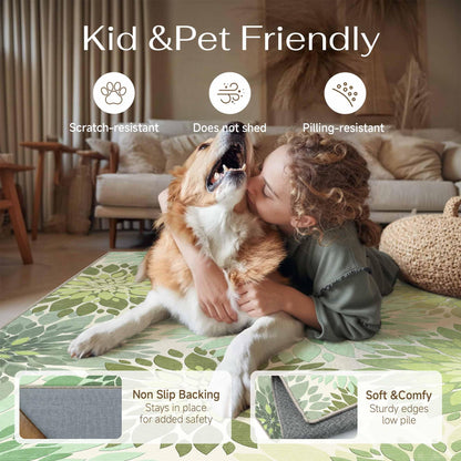 WondRg 8x10 Indoor Outdoor Area Rug Washable Patio Rug Green Non Slip Non Shedding Waterproof Carpet for Living Room Bedroom Camping Porch Backyard Camping RV Balcony Poolside Deck