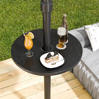 Diyfire Umbrella Table, Umbrella Side Table, Patio Umbrella Table Tray with Hole, Beach Umbrella Base Table, Outdoor Table with Umbrella Hole for Garden, Balcony, Deck, Poolside, Black