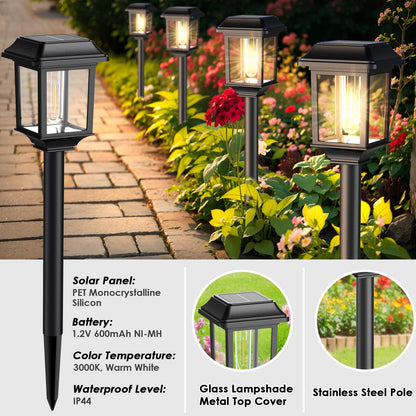 Mancra Solar Outdoor Lights Waterproof, 8 Pack Metal Glass Solar Pathway Lights Outdoor Lighting Garden Decor for Landscape Path Yard Patio Driveway (Warm White)