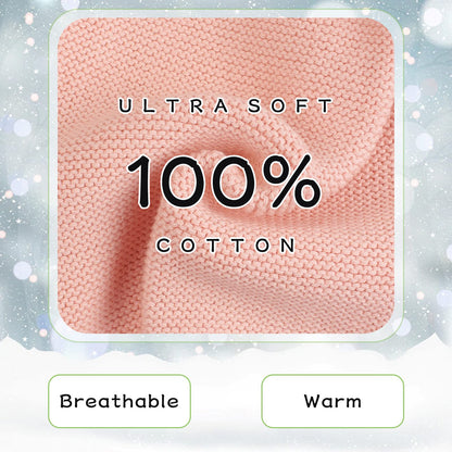 Peecabe Baby Boys Knitted Scarves Warm Toddler Girl Infinity Scarf Kids Soft Chunky Neck Warmer for Fall Winter (White+Pink+Beige)
