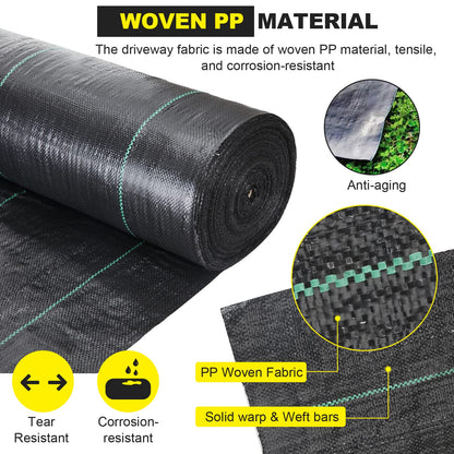 Driveway Fabric 6x300 ft - Commercial Weed Barrier, Heavy Duty 3.5OZ Landscape Fabric for Road, French Drain, Erosion Control, Construction Projects