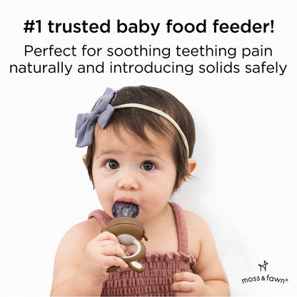 Moss and Fawn Baby's First Bites Bundle - Silicone Frozen Breast Milk Popsicle Kit with Forage Feeder & Teething Popsicle Ice Cube Tray - BPA, PVC, & Lead-Free - Foliage