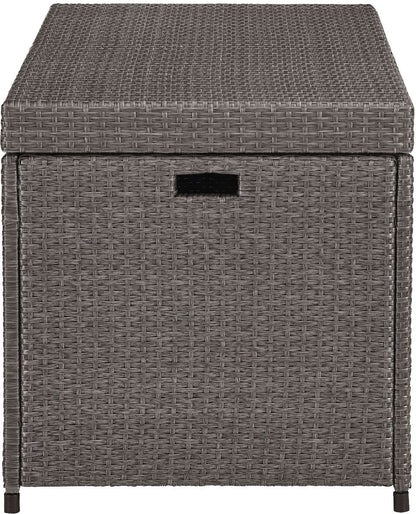 Crosley Furniture Palm Harbor Wicker Outdoor Storage Box for Patio Furniture Cushions and Pool Floats, Gray