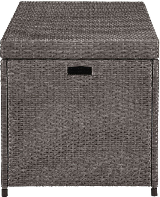 Crosley Furniture Palm Harbor Wicker Outdoor Storage Box for Patio Furniture Cushions and Pool Floats, Gray