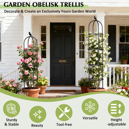 Garden Obelisk Trellis for Climbing Plants Outdoor, 6.2 FT Tomato Cage, Rose, Flowers, Grape, Pea, Cucumber Trellis, Rustproof Plastic Coated Metal Plant Support Trellis for Potted Plants (2 Pack)