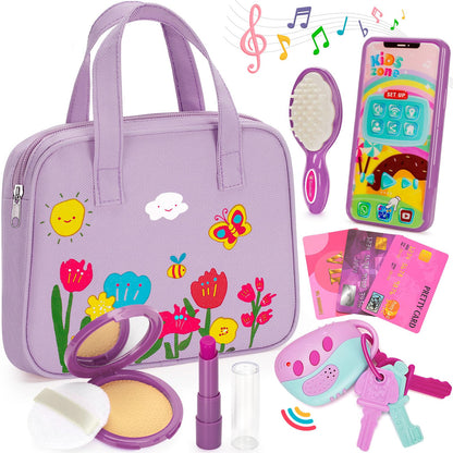 Officygnet Toddlers Toys for Girls 1-3 Years Old, Toddler Purse Girl Toys with Pretend Makeup Kit, Pretend Princess Play Purse Toy for Little Girl, Christmas Birthday Gifts for Girls Age 3, Purple