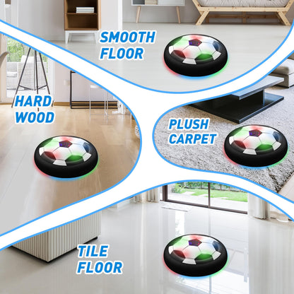LED Hover Soccer Ball Boy Toys, Air Power Kids Training Ball Playing Football Indoor Outdoor Game, Birthday Gifts for Age 3 4 5 6 7 8-10 Years Old Boys Girls - Soccer (2PCS Black)