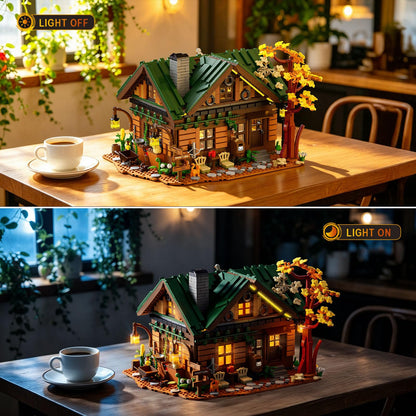 MORKBRIXX Forest Cabin Building Set with Lights,1004 Retro Tree House Building Block Toy with Animal Flower Plant,Home Decor Forest House Construction Model Kit for Adults Teens Gifts 12+（2234 PCS）