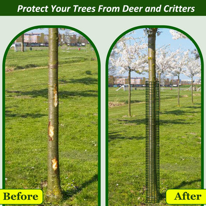 chicarry 48" Metal Tree Trunk Protector, 8 Pack Mesh Tree Guards Tree Protectors with Zip Ties, Stakes, ExpandableTree Trunk Protector Guard, Tree Protectors from Deer, Mower, Animals(48",8 Pack)