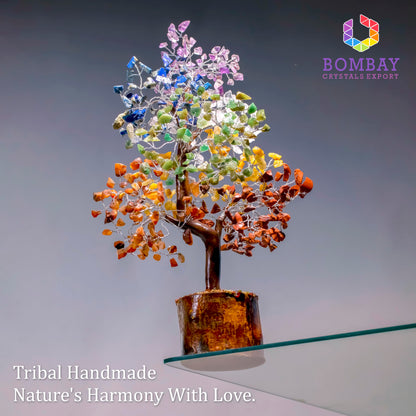 7 Chakra Crystal Tree of Life – Handmade Healing Gemstone Bonsai for Positive Energy, Prosperity & Home Décor – Good Luck Gift for Women, Mom, Office & Living Room Accent