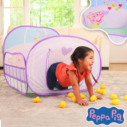 Peppa Pig Ball Pit Crib, Large Pop Up Tent with Crawl Through Opening, Includes 20 Duck Shaped Play Balls, Toddlers 2+