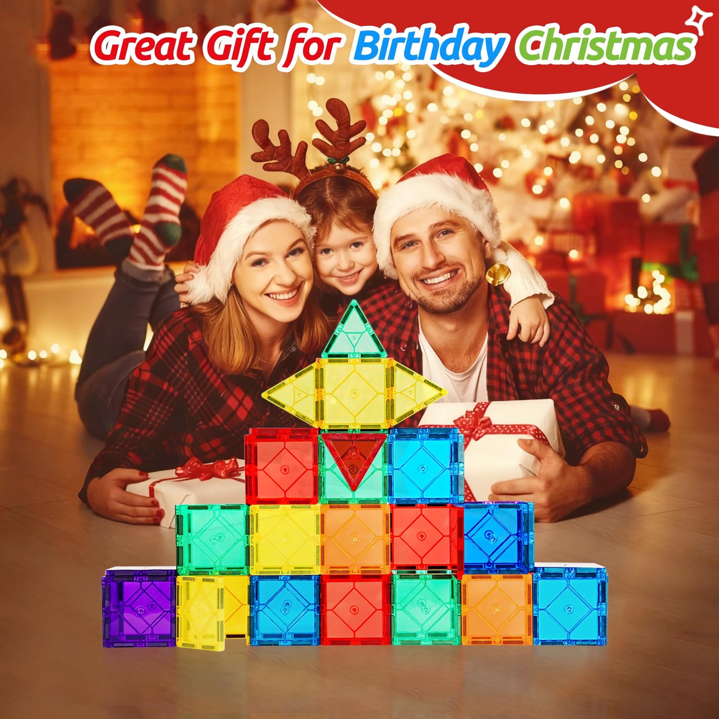 30PC Magnetic Tiles Kids Toys, Squares Magnetic Building Tiles for 3 4 5 6 7 8+ Years Old Boys Girls, Magnet Blocks Stacking Toys Birthday Gift for Toddlers STEM Learning Toys Magnet Tile Accessorie