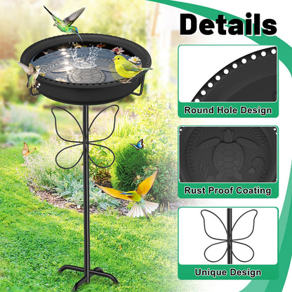 YOADEHOA Bird 37In Bath for Outside with Removable Bowl Metal Base, Freestanding Rust-Proof Birdbaths & Birdfeeder, Bird Baths Feeder Bowl for Outdoors Garden Patio Yard Lawn Decor (Black)