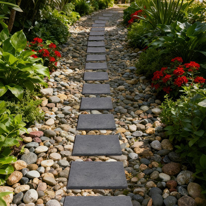 Sekcen 3 Pack Rubber Stepping Stones 15.75”x15.75” Outdoor Garden Walkway Recycled Paving Stones Pavers for Walkways