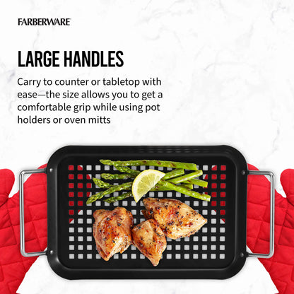 Farberware Barbecue Grill Topper, 7x13.5-Inch, Black