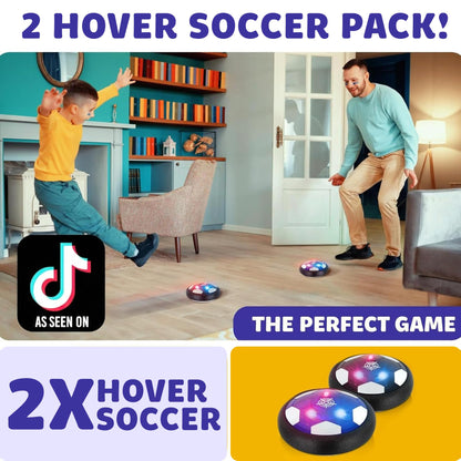 Atlasonix Hover Soccer Ball - Indoor Soccer Ball, Indoor Flying Toy Games (2 Floating Disk) Boy Birthday Gifts, Indoor Silent Game | 2 in 1 Pack