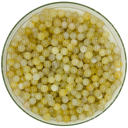 WHNKFB 6mm 100PCS Natural Frosted Gold Rutilated Quartz Round Beads, Cotton-Like Included Loose Crystal Beads for Jewelry Making Craft - 4mm 6mm 8mm 10mm Options with Free Elastic Cord