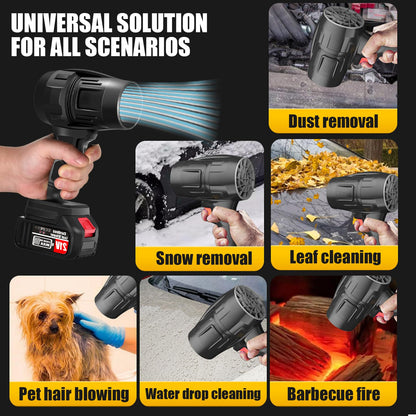 Cordless Leaf Blower with 2 x 4.0Ah Battery and Charger, 600,000 RPM Turbo Air Jet Blower, Lightweight Handheld Blower with Adjustable Speed for Patio Cleaning, Lawn Care, Car, Blowing Leaves and Dust