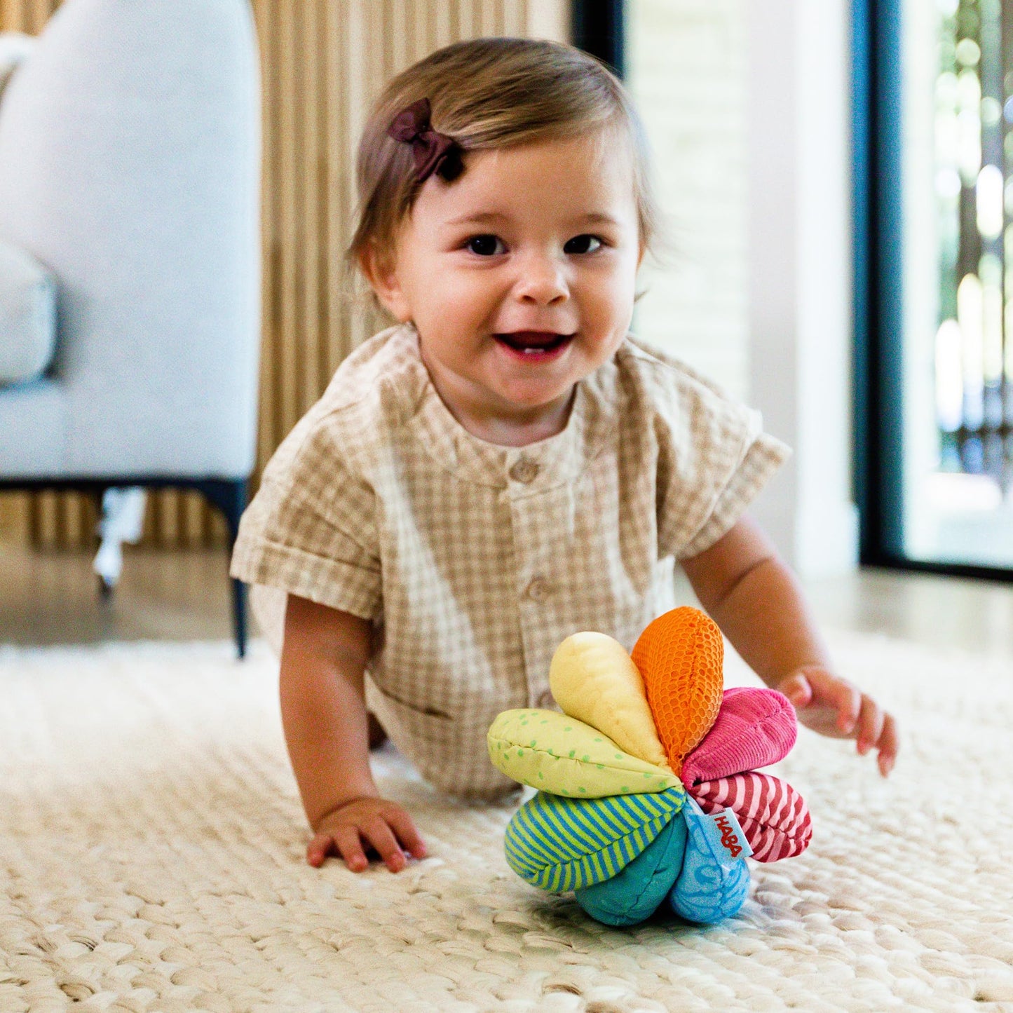 HABA Rainbow Baby Ball - Machine Washable Sensory Toys - Ideal Baby Toy for Teething, Tummy Time Toys for Ages 6 Months & up