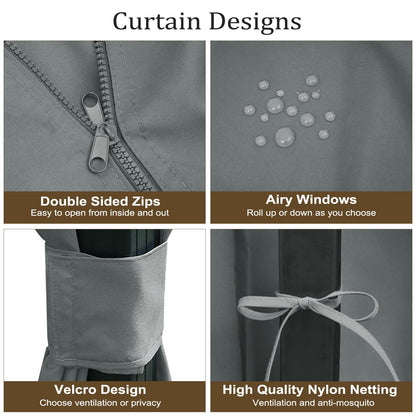 Bstge 12'x12' Gazebo Curtains Outdoor Waterproof, 4-Panels Sidewalls with Zipper, Universal Replacement for Patio Privacy Screen(Only Curtains)