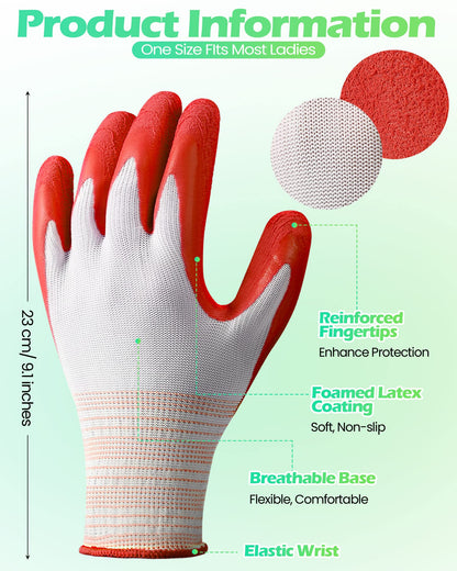 Irenare 16 Pairs Gardening Gloves Bulk for Women Breathable Rubber Coated Yard Garden Gloves Outdoor Protective with Grip(Multicolor)