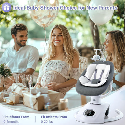 VaVaSoo Baby Swing for Infants Mamroo Electric Automatic Multi Motion Newborn for Girl & Boy with Remote Control, 5 Speed, 13 Melodies, Light Gray (Gary)