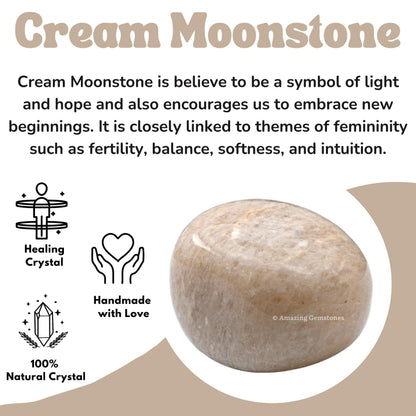 Amazing Gemstone Cream Moonstone Crystals and Healing Stones Tumbled - 1000+ Carats Cream Moonstone Stone,Healing Stones for Energy Balance,Stress Relief - Premium Polished Gems Rocks for Meditation