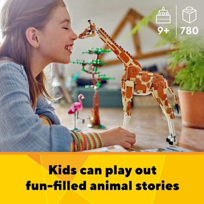 LEGO Creator 3 in 1 Wild Safari Animals, Rebuilds into 3 Different Safari Animal Figures - Giraffe, Gazelle or Lion Toy, Nature Toy, Building Set for Kids Ages 9 Years Old and Up, 31150