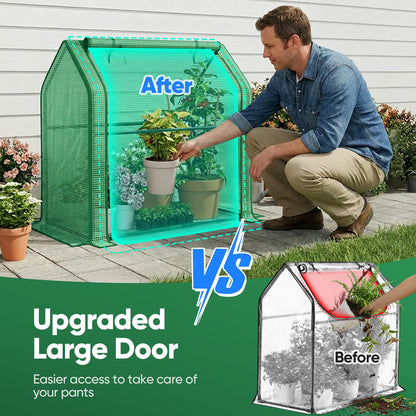 Quictent Mini Greenhouse for Indoor, 2-Pack Tabletop Portable Small Green House Waterproof UV Protected Cover Shelter for Outdoors, Garden Plant Seed Starting Nursery, 36"x18"x33", Green